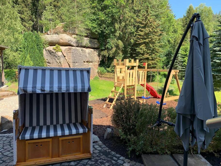 Waldferienhaus Dunja Mit Whirlpool, Sauna U Garten Hain  Buitenkant foto